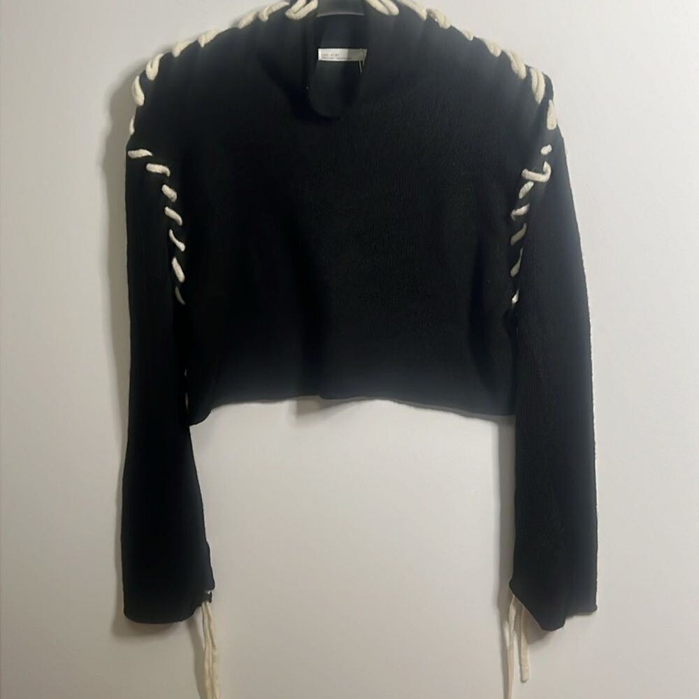 OAK + FORT‎ LACE UP WOOL BLEND CROPPED MOCK NECK NWT SWEATER SIZE S